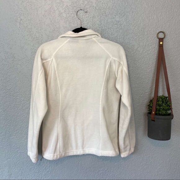 COLUMBIA WHITE FLEECE ZIP-UP JACKET {Small} - Picture 4 of 7